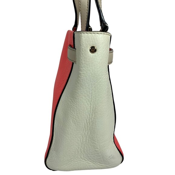 KATE SPADE Leo Houston Street Two Tone Pebble Leather Satchel Handbag - Picture 6 of 13